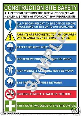 £8.99 • Buy Construction Building Site A3 Laminated Poster Health And & Safety Work Place 
