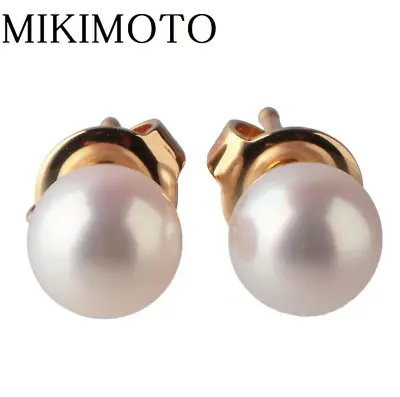 MIKIMOTO Akoya Pearl Earrings K18YG Yellow Gold From Japan • $448