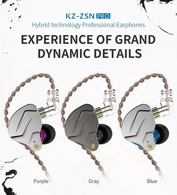 KZ ZSN PRO 1BA 1DD Hybrid Technology HIFI Metal In Ear Earphones (IEM)*AU STOCK* • $49.95