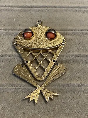 Vintage Sarah Coventry Goldtone Filagree Frog Necklace Pendant • $14.99