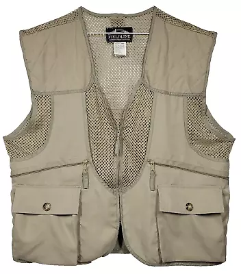 Fieldline Mens Khaki Beige Vented Mesh 5 Pockets Fishing Vest Size: L • $14