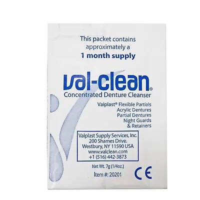 Val-Clean SAMPLE 1 Sachet ~ 1 Month Cleaning Valplast Flexible Denture Cleaner • £4.95