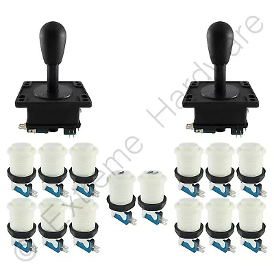 2 Player Arcade Control Kit 2 Bat Top Joysticks 14 Buttons White JAMMA MAME Pi • £29.99