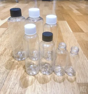 Pet Plastic Bottles SCREW Caps Lids 30ml 50ml 100ml 120ml 150ml 200ml 250ml UK • £34.99