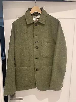 Universal Works Bakers Jacket Harris Tweed Olive Green Medium • £250