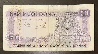 1966 SOUTH VIET NAM STATE BANK 50 DONG BANKNOTE Old Vietnamese Money • $4.99