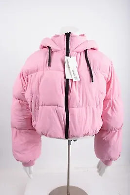 $79.99 • Buy Zara Womens Pink Cropped Puffer Jacket Coat Hooded S Small Water Resist 3046/239