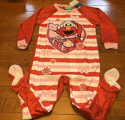 Sesame Street Elmo Christmas Toddler Girl Footed Blanket Sleeper Pajamas New 4T • $16.50