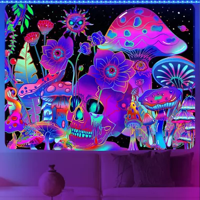 Skull Mushroom Tapestry Colorful Plants Tapestries Eyes Tapestries Mushroom Tape • $21.89