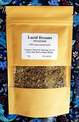 30g Lucid Dreaming INTUITION Herbs Skullcap Devils Claw Mugwort Tulsi Tea Smoke • £6.99