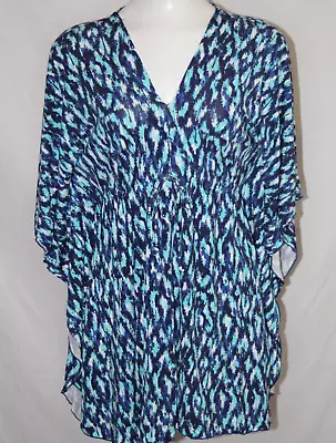 Cabana Life Blue Tie Waist Midi Dress Cover Up Swim Womens Size XS Rayon Blend • $11.10