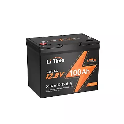 LiTime 12V 100Ah BCI Group 24 LiFePO4 Lithium Battery Built-In 100A BMS 1280Wh • $207.99
