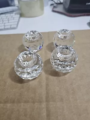 Swarovski Set Of 4 Crystal Faceted Global / Ball Taper Candle Holder • $54