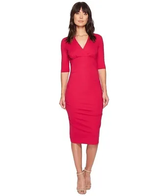 Nicole Miller L27804 Womens Fuchsia  Artelier Joss Ponte Dress Size P • $209.45