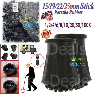 1/50/100x Walking Stick Rubber Cane Crutch Bottom End Grip 4 Sizes 25/22/19/15mm • £6.29