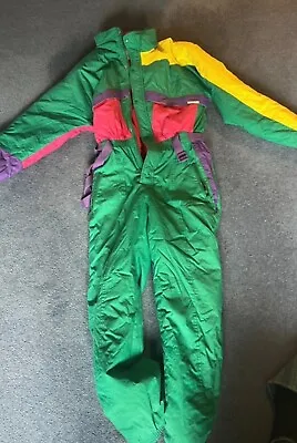 Retro Vintage 80's 90's Ski Suit Neon Apres Ski PINK LOOFOC'S • $68.45