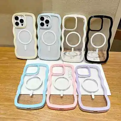 Magnetic Case For Iphone 15 Promax 14 13 12 11 Wave Cover Shockproof Transparent • £3.59