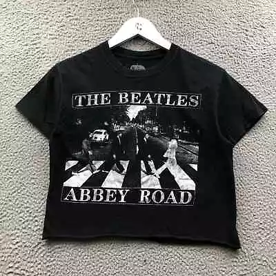 The Beatles Abbey Road Cropped T-Shirt Womens Small S Short Sleeve Graphic Black • £14.24