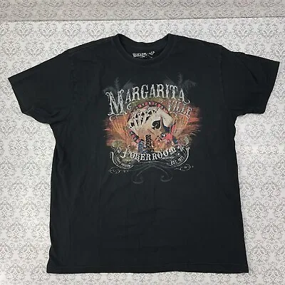 Margarita Ville Poker Room Texas Hold'em Black Graphic T-Shirt Fitted Size 2XL  • $11.19