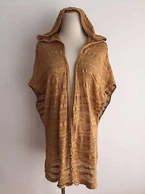 MOTH Anthropologie Hooded Tricot Knit Cardigan Ochre Heather Size M • $24.99