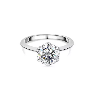 TJC 0.74ct Moissanite Solitaire Ring For Women Platinum Over 925 Sterling Silver • £22.99