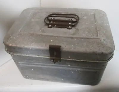 GEM22 Germany Coal Miner Pure Aluminum Lunch Box Double Bail 10-3/4 Inch Antique • $43.90