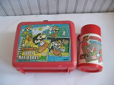 Vintage Aladdin 1988 Nintendo Super Mario Bros Lunchbox & Thermos • $19.99