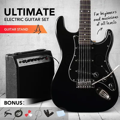 $209.95 • Buy Melodic Full-Size Black 39  Electric Guitar String Music Amplifier W/Bag Stand