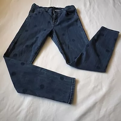 J Brand Aerial Mid Rise Skinny Polka Dot Stretch Blue Jeans Women’s Size 27 • $20.30