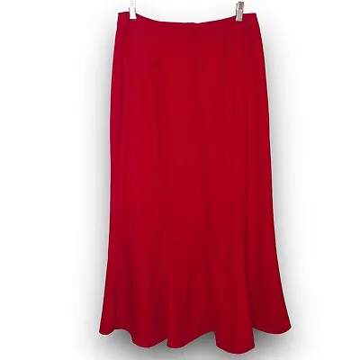 Vintage 90’s J.W. Treci Red Polyester MIDI Mermaid Skirt Bias Cut Pin Up 10 • $17.50