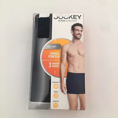 Jockey Mens Active Ultra Soft Modal 3Pack Boxer Brief Underwear Black M 2XL • $23.97