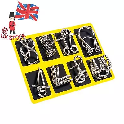 8x Metal Crafts Chinese Ring Puzzle IQ Brain Teaser Kid Adult Educational Toys • £10.31