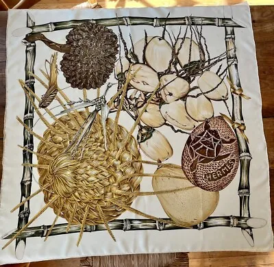 Vintage HERMÈS 90cm Silk Scarf JARDIN CREOLE By Valerie Dawlat Dumoulin • $145