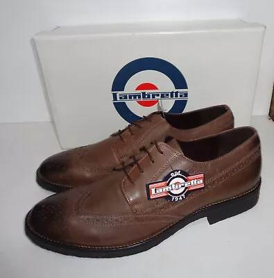 Lambretta Mens Leather Casual Brown Brogues Formal Shoes RRP £60 UK Size 10 • £27.98