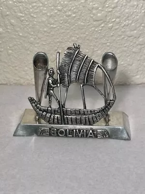 Dual Pen Pencil Holder Metal Bolivia Silver 3.5 X 3 X 1.25  Tested Non Magnetic • $24.50