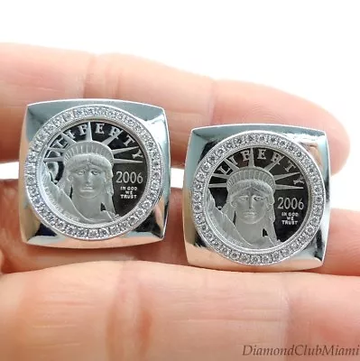Platinum Liberty Cufflinks $10 1/10th Troy Ounce Coin With Diamonds 30.0 Grams  • $3600
