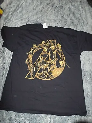 Mens Black/Gold Marvel Avengers Infinity War T-Shirt XL • £4.99