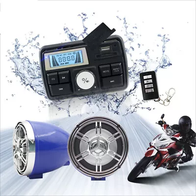 Waterproof Bluetooth Motorcycle Audio Radio Amplifier Stereo Speakers System MP3 • £45.60