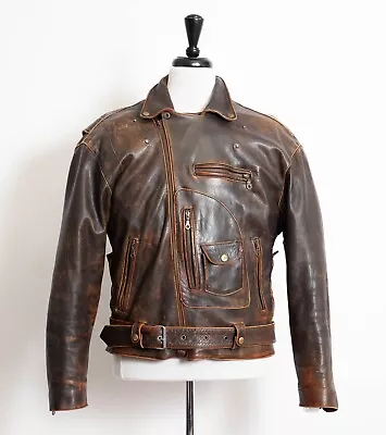 Men's Vintage Harley Davidson Perfecto Leather Biker Jacket Large 44-46 Regular • $491.79