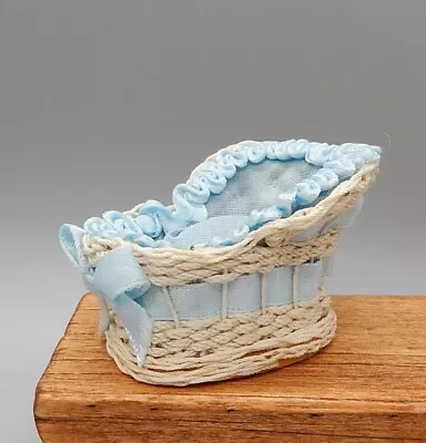 Vintage OOAK Hand Woven Bassinet Basket Artisan Dollhouse Miniature 1:12 • $9.99