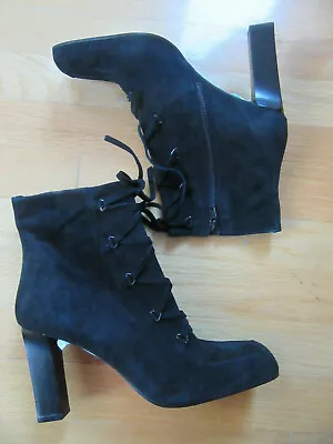 NEW Via Spiga  Black Suede Booties Square Toe High Heel Size 8M  • $99