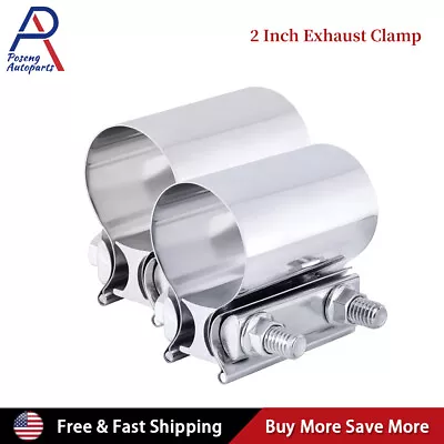 2 Pack 2  Butt Joint Exhaust Band Clamp Muffler Sleeve Coupler Stainless Steel • $13.19