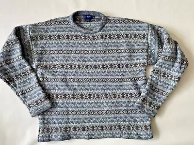 J. Crew Wool Fair Isle Sweater Ladies M Blues And Taupes • $29.17