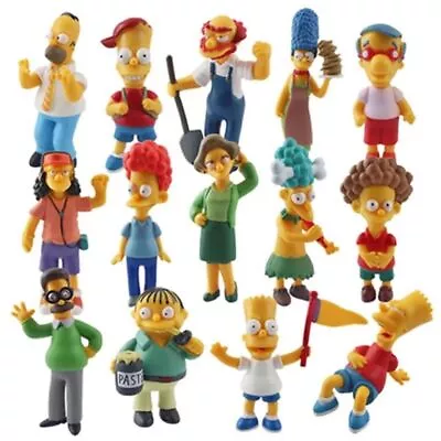 14Pcs Simpsons Cartoon Action Figures Toy Funny Homer Marge Bart PVC Doll Models • £35.88