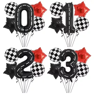 5pcs 40  Black Track Age Foil Number Balloons Race Car Birthday Racing Party • £2.99