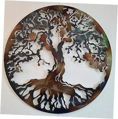 Tree Of Life Metal Art Wall Decor 23.5 Inches Heat Colored  • $150.59