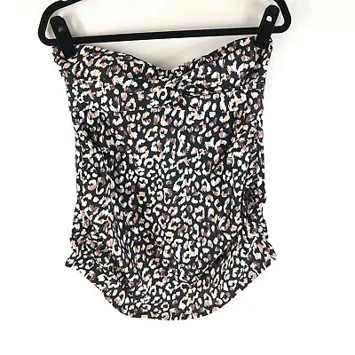 Isabel Maternity Tankini Top Molded Cups Leopard Print Ruched Brown Black L • £16.14