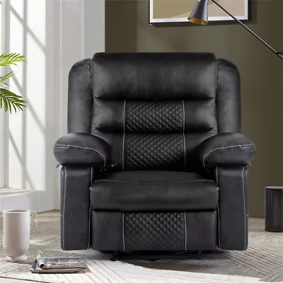 Classic Manual Recliner Sofa PU Leather With Massage & Heating For Living  • $429.99