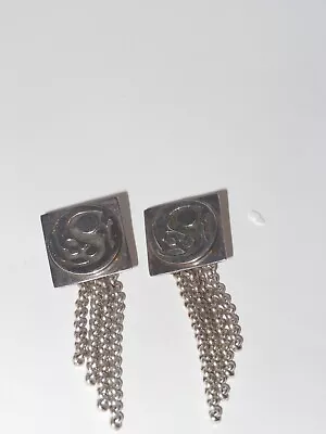 Vintage Sterling Silver Modernist Earrings MCM Jewelry Dangle (564T) • $35.99