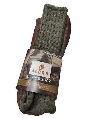 New ACORN SLIPPER SOCK Original Olive Green Wool Suede Leather XXXL 13.5-14.5 • $26.95